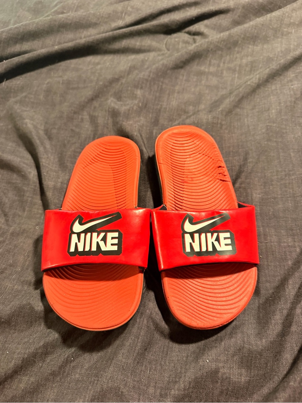 Nike Red Kids Slide Sandals with Logo Strap